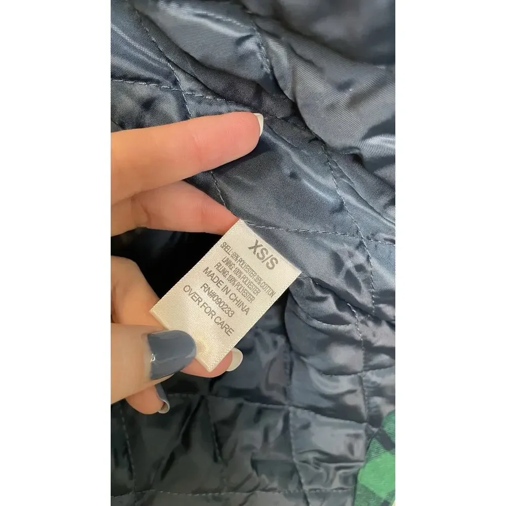 NWT Playboy x Pacsun Mens Plaid Jacket Hoodie Coat Logo Quilted Blue Green XS/S - Picture 9 of 10